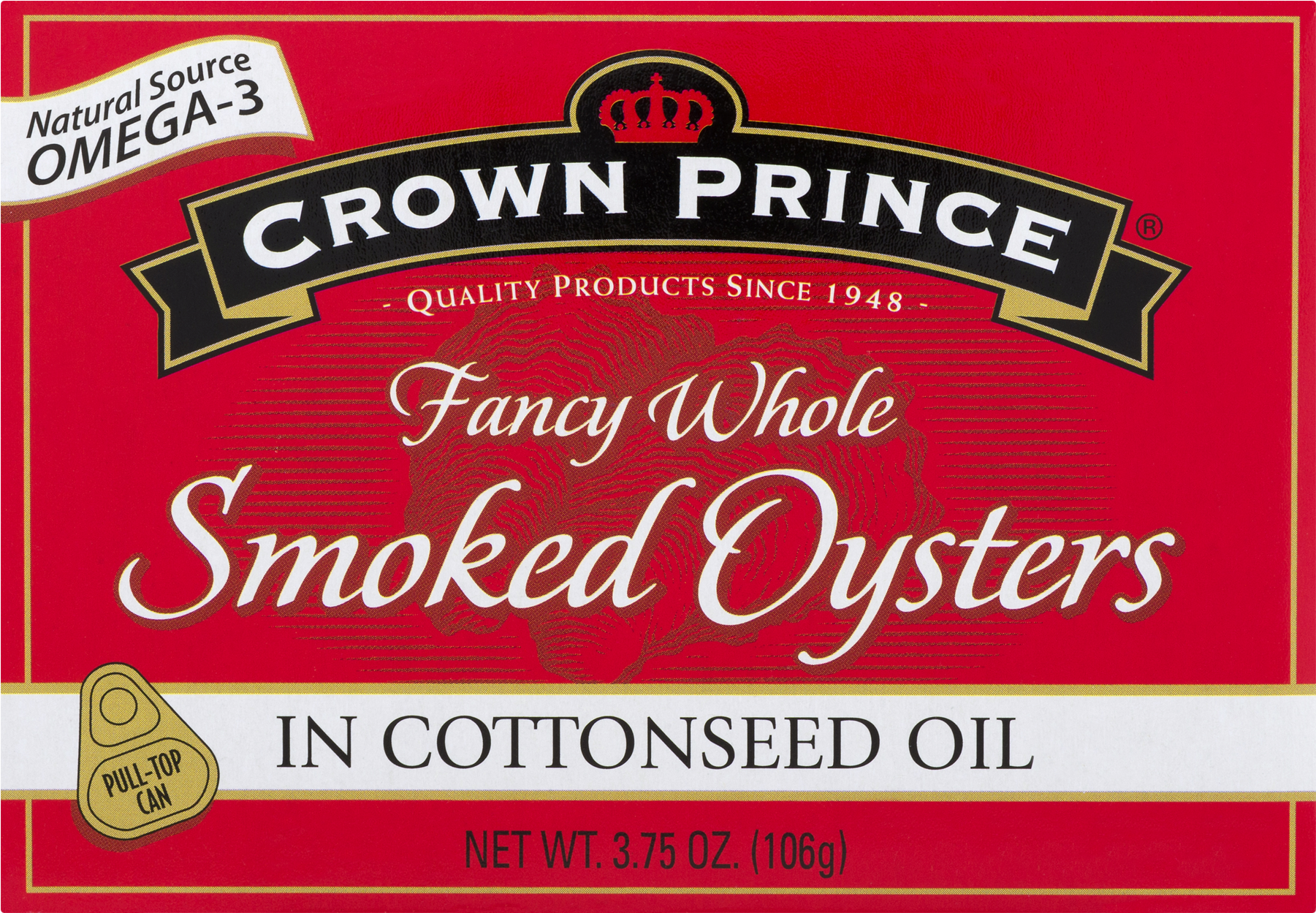 Crown Prince Fancy Whole Smoked Oysters In Cottonseed - Crown Prince Smoked Oysters In Cottonseed Oil, 3.75 (1800x1800), Png Download