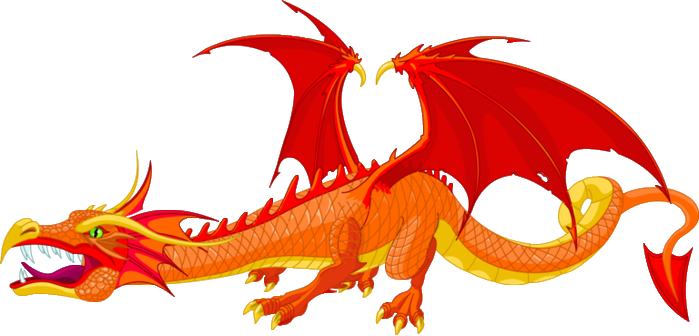 Clipart Dragon Transparent Background - Red Dragon Cartoon (699x336), Png Download
