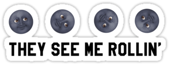 Awesome Meme Laptop They See Me Rollin Black Moon Emoji - Emoji (375x360), Png Download