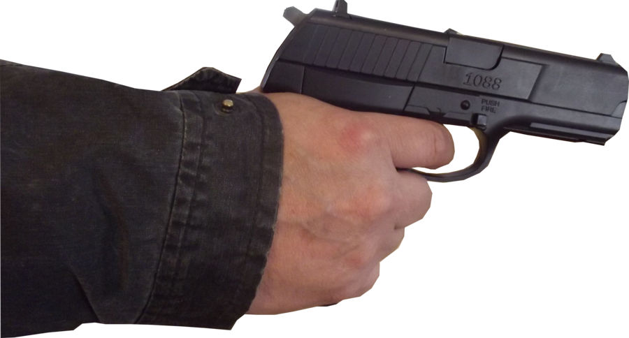 Hand With Gun Png (900x484), Png Download