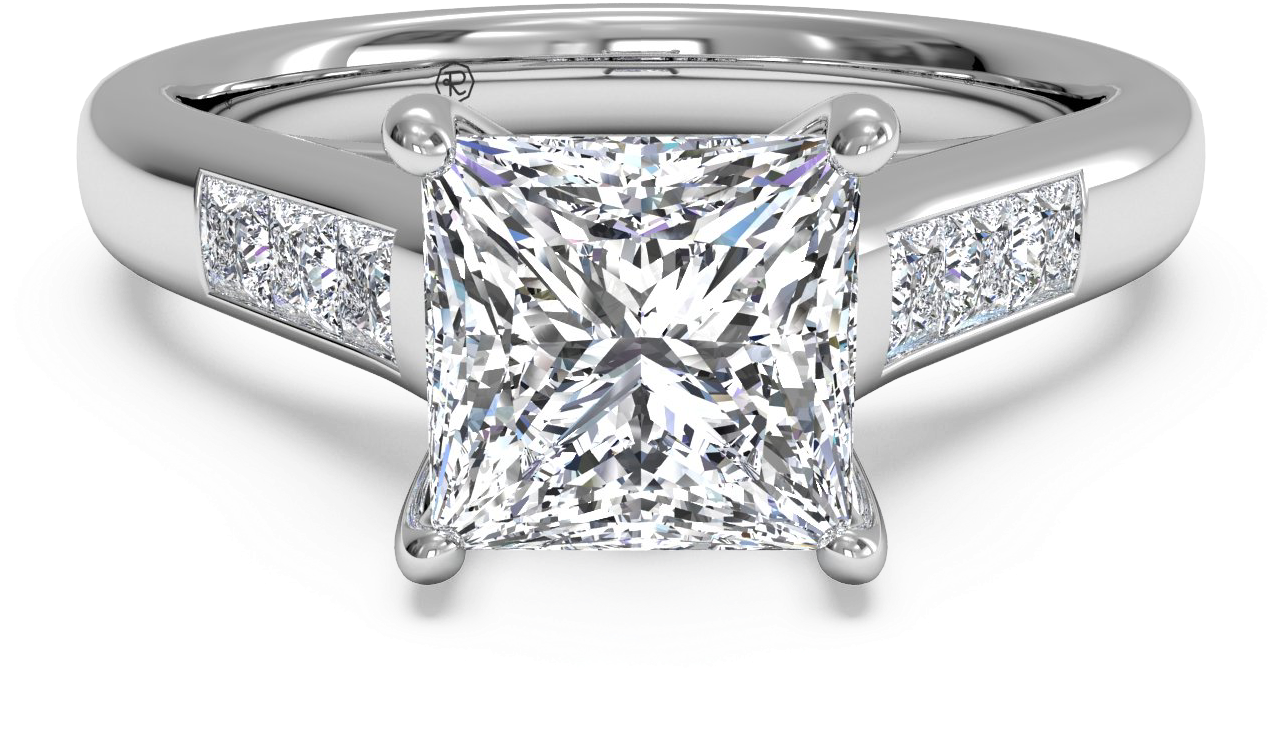 Ritani Solitaire Channel-set Diamond Band Engagement - Engagement Ring Princess Cut Diamond (1280x860), Png Download