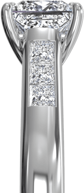 Ritani Solitaire Channel-set Diamond Band Engagement - 14k White Gold Wedding Band Sets Princes Cut 1.50 Ct (1000x672), Png Download