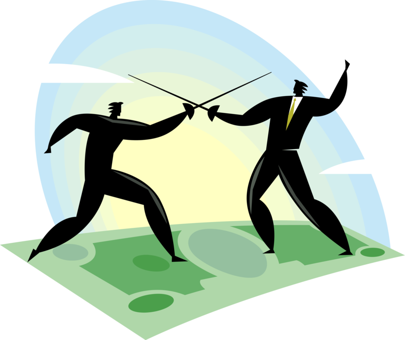 Vector Illustration Of Business Competitor Fencers - Illustration (835x700), Png Download