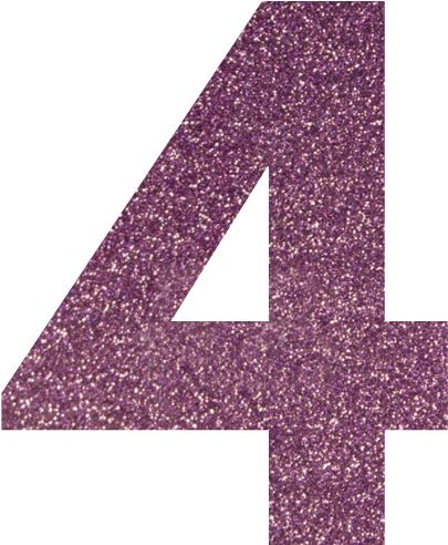 Lavender - Purple Glitter Number 4 (450x545), Png Download
