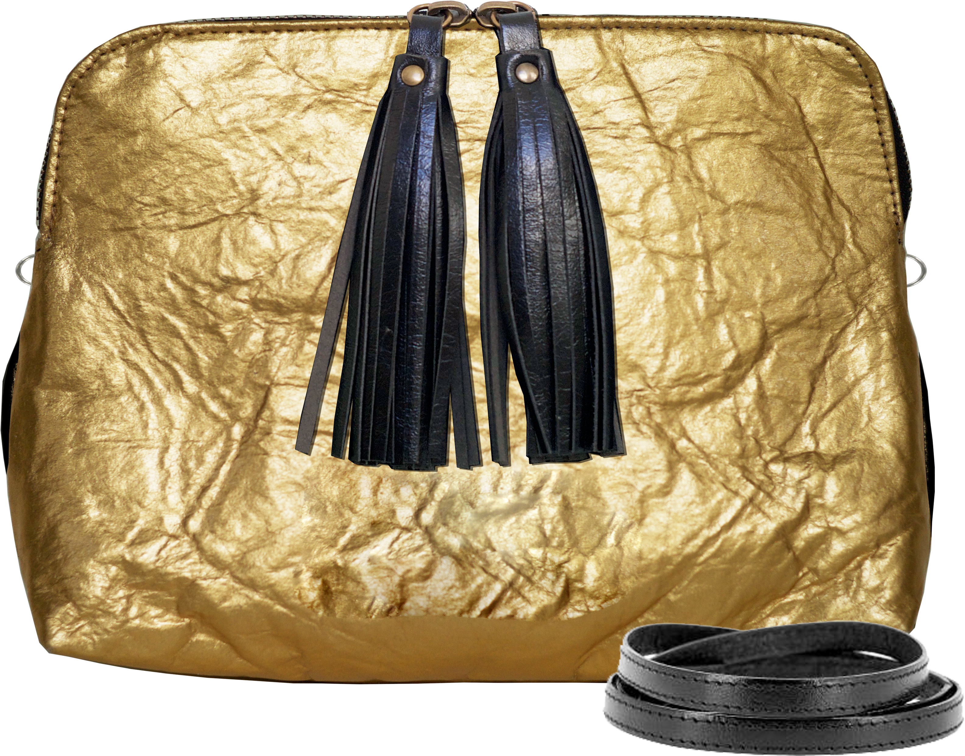 Pochette En Piñatex Or Gold Et Contrast Noir Vegan - Piñatex (3468x5212), Png Download