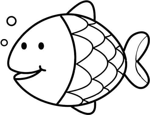 Pez Feliz - Fish Colouring Page (500x383), Png Download