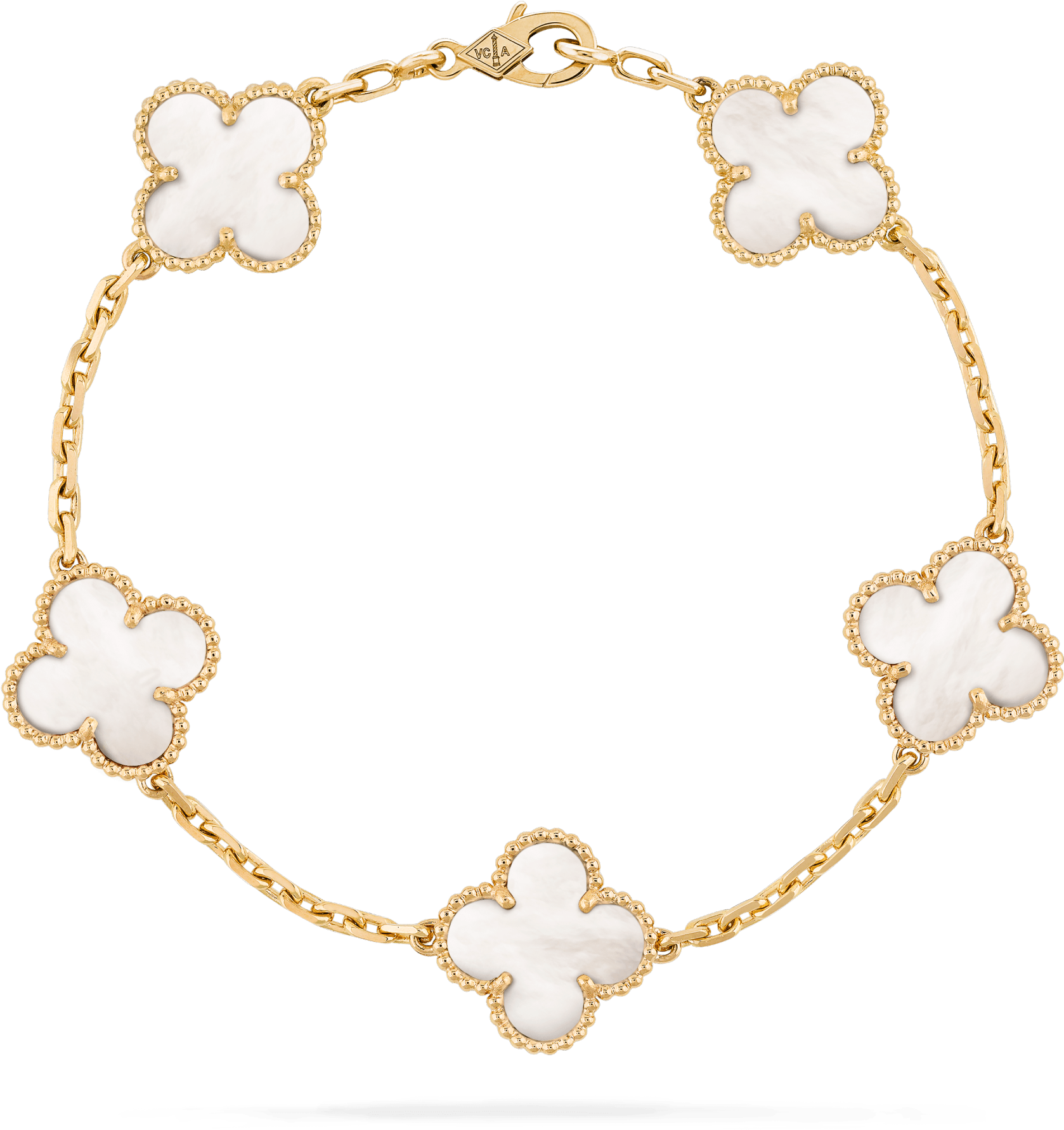 Vintage Alhambra Bracelet, 5 Motifs, - Van Cleef & Arpels Bracelet, White Gold (2000x2000), Png Download