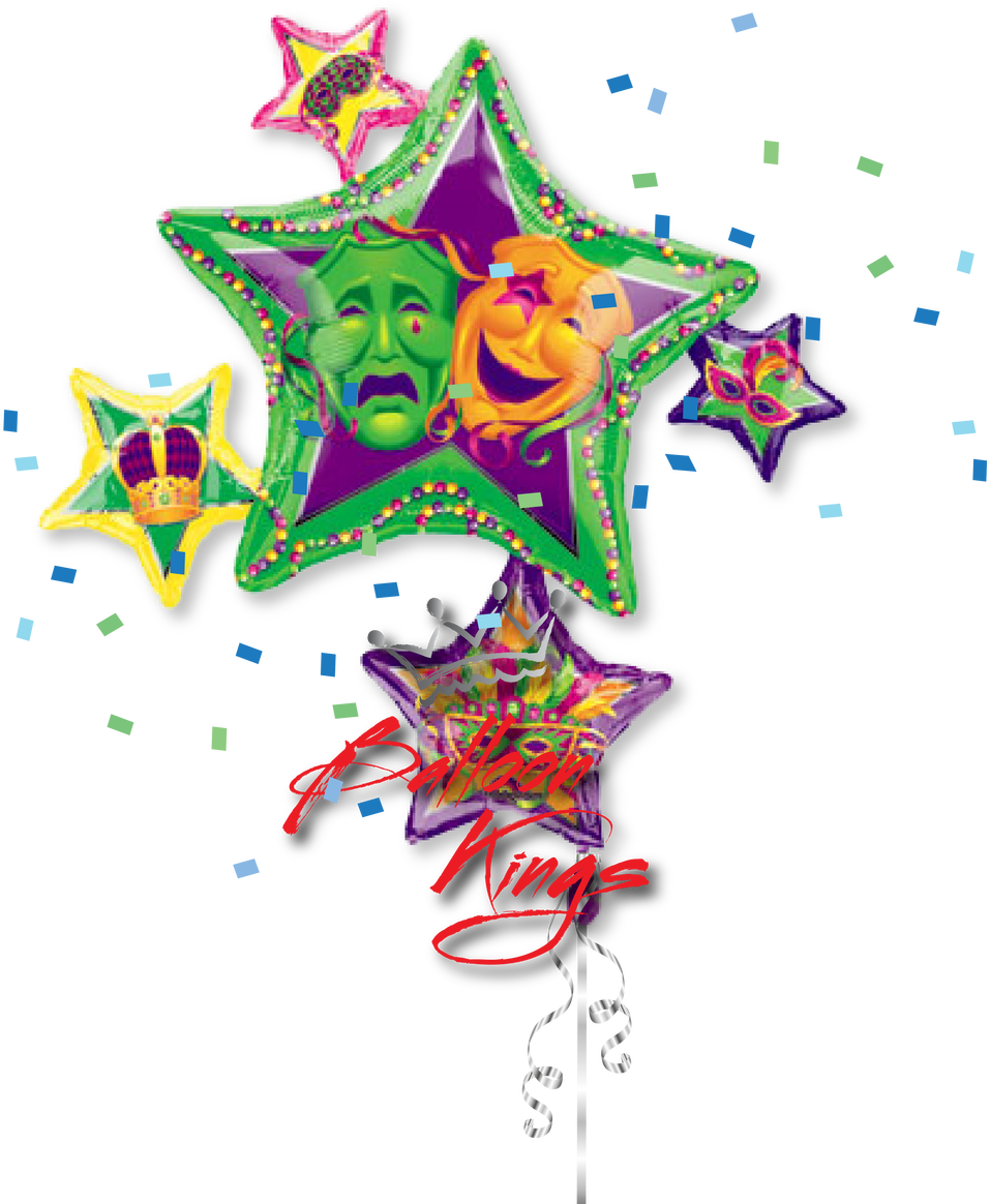 Mardi Gras Stars Cluster - Masquerade Star Cluster Mylar Balloon (1280x1280), Png Download
