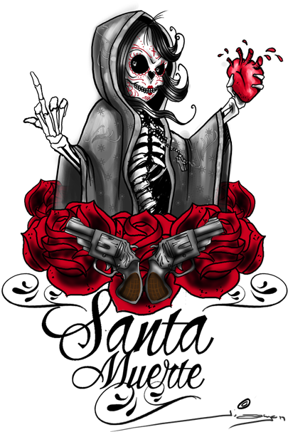 Santa Muerta - Santa Muerte Tattoo (450x630), Png Download