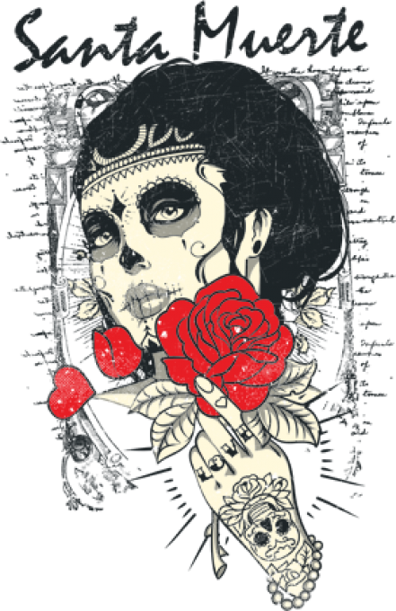 30 - Santa Muerte Rose Poster - Mini By Tshirt-factory (441x680), Png Download