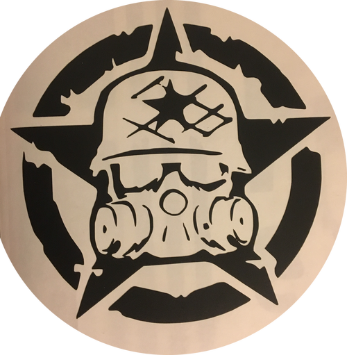 Skull/star - Black Helmet Sticker Design (500x511), Png Download
