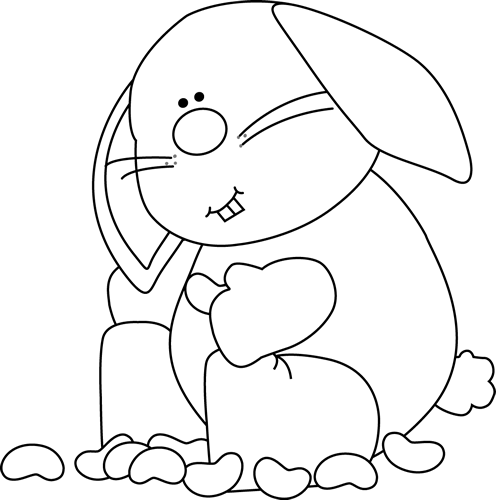 Black And White Bunny Eating Jelly Beans - Jelly Bean (496x500), Png Download