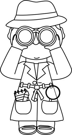 Bush Clipart Binoculars - Detective Clipart Black And White (294x550), Png Download
