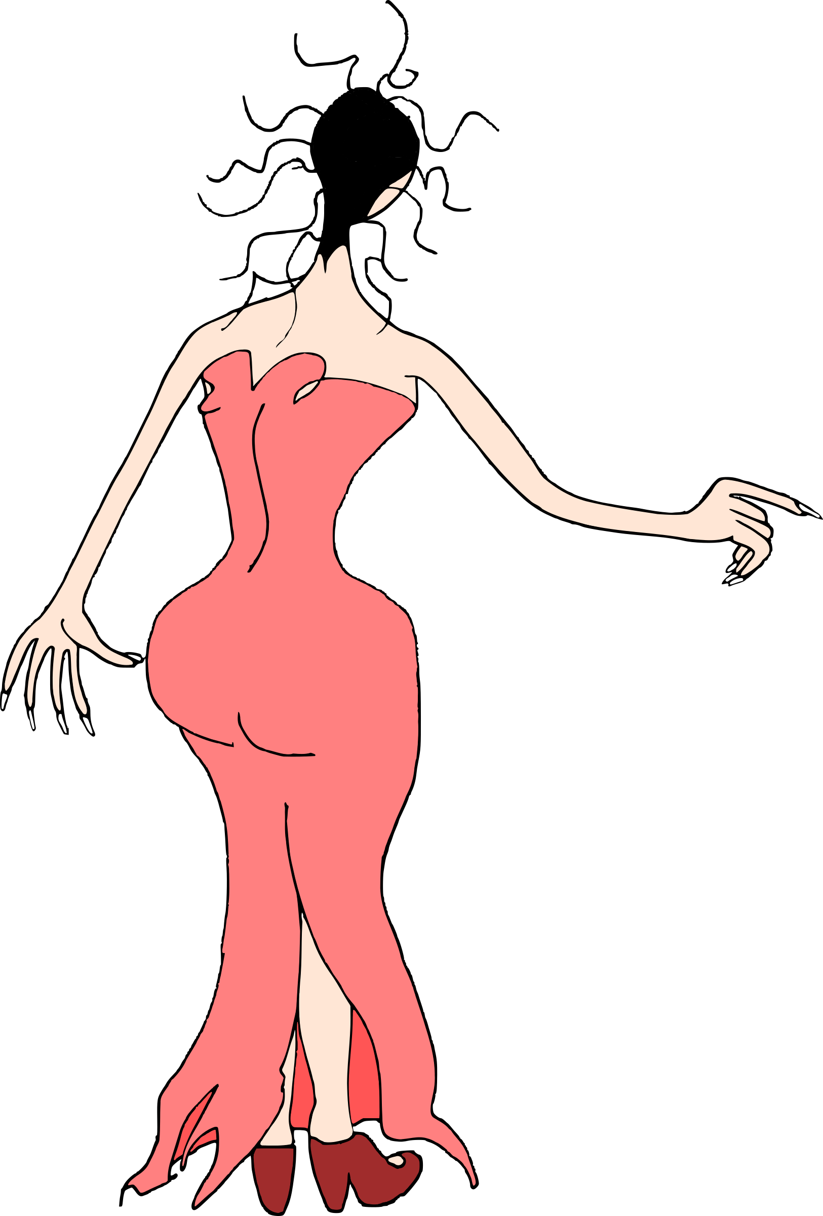 Women In Pink Dress Vector Clipart Image Free Stock - Clip Art (1625x2400), Png Download