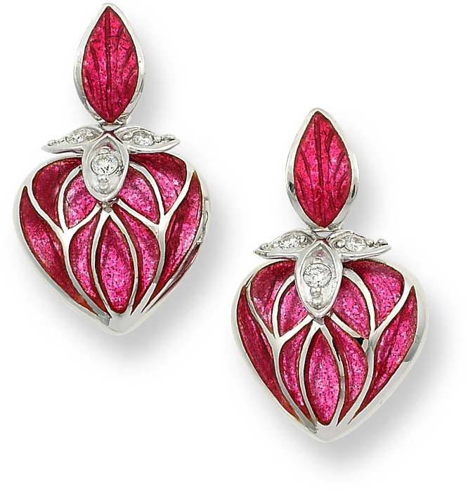 Nicole Barr Designs Sterling Silver Heart Stud Earrings-red - Red Diamond Earring Png (800x800), Png Download