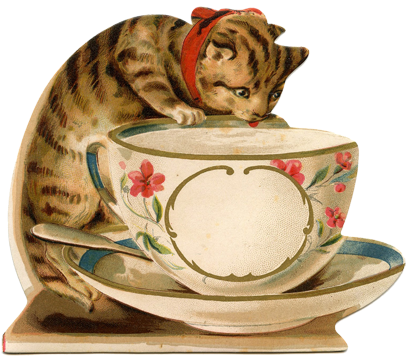 Vintage Images About Roses, Birds, Dogs, Cats, Child - Cat Vintage (425x383), Png Download