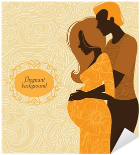 Silhouette Of Couple - Mujer Embarazada Y Su Pareja En Dibujo (400x400), Png Download