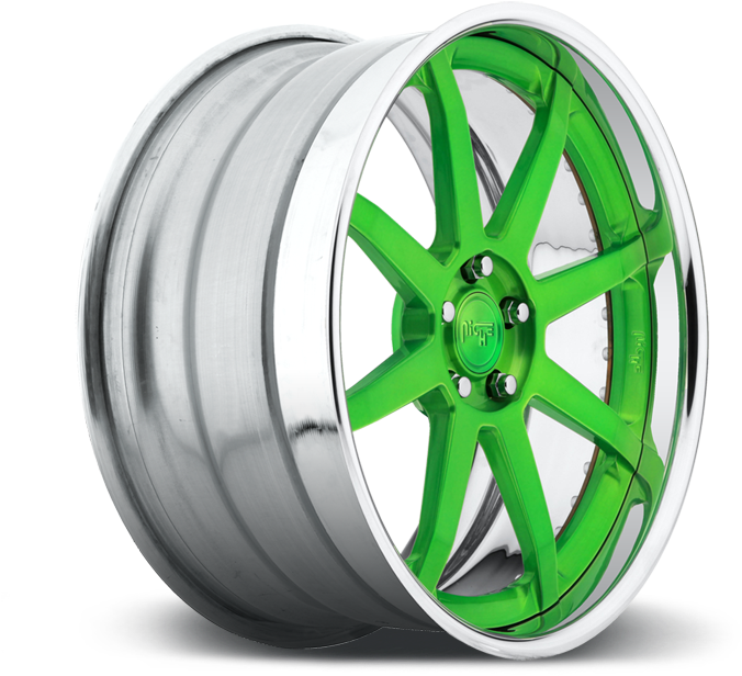 N370 Green Face Polished Lip Finish Wheels - Wheel (700x700), Png Download
