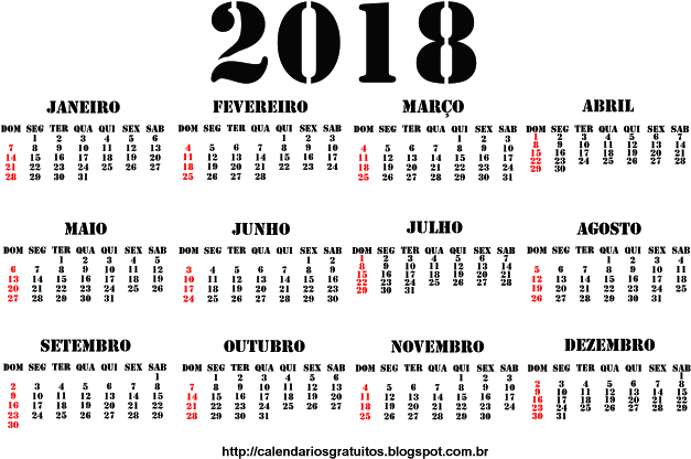 Portugues Calendário 2018 Png (640x437), Png Download