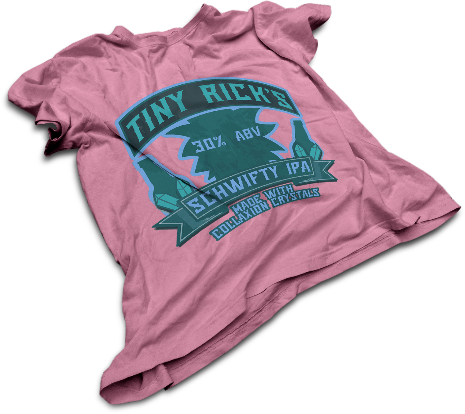 Tiny Ricks Ipa Pink Tee Blue - T-shirt (1518x1350), Png Download