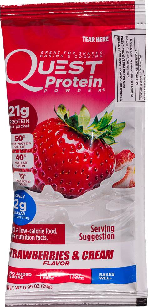 Fresas Con Crema - Quest Nutrition Protein Powder - Strawberries And Cream (496x1000), Png Download