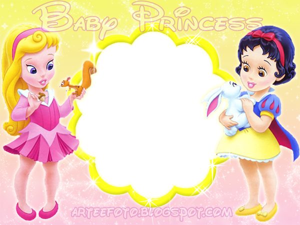 Montagem Para Fotos - Baby Disney Princess Invitations (600x450), Png Download