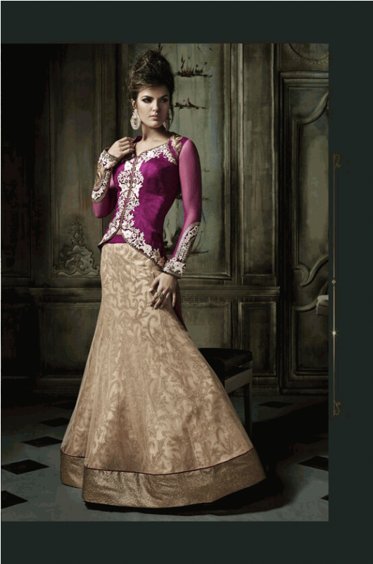 Purple And Gold Brown Khwaab Aura Wedding Anarkali - Party Wear Designer Dress (800x800), Png Download