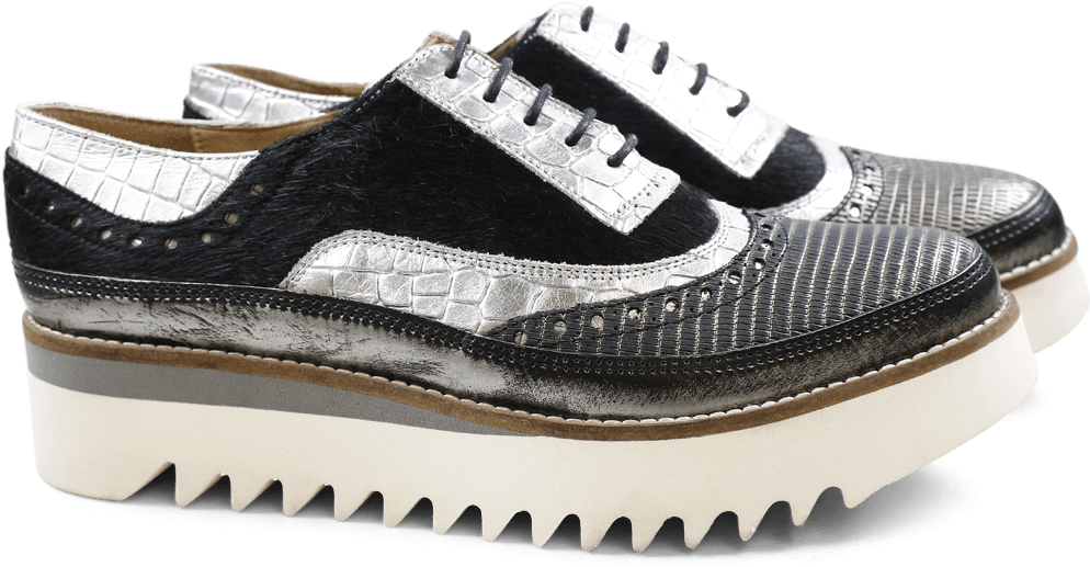 Derby Shoes Lena 1 Brush Silver Black Rinca Metal Pewter - Sneakers (1024x1024), Png Download