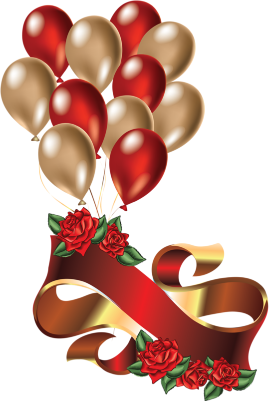 Red And Gold Balloons Transparent (551x800), Png Download