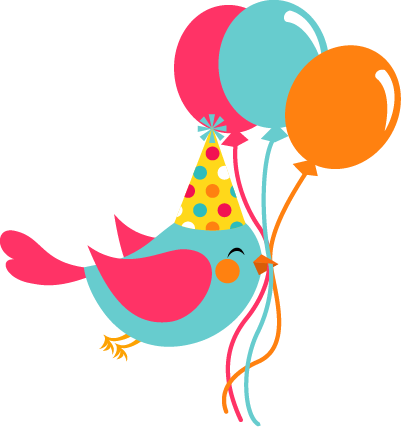 Passaro Passarinho Birthday Aniversario Passarofestivo - Dibujo Globos De Cumpleaños (401x427), Png Download