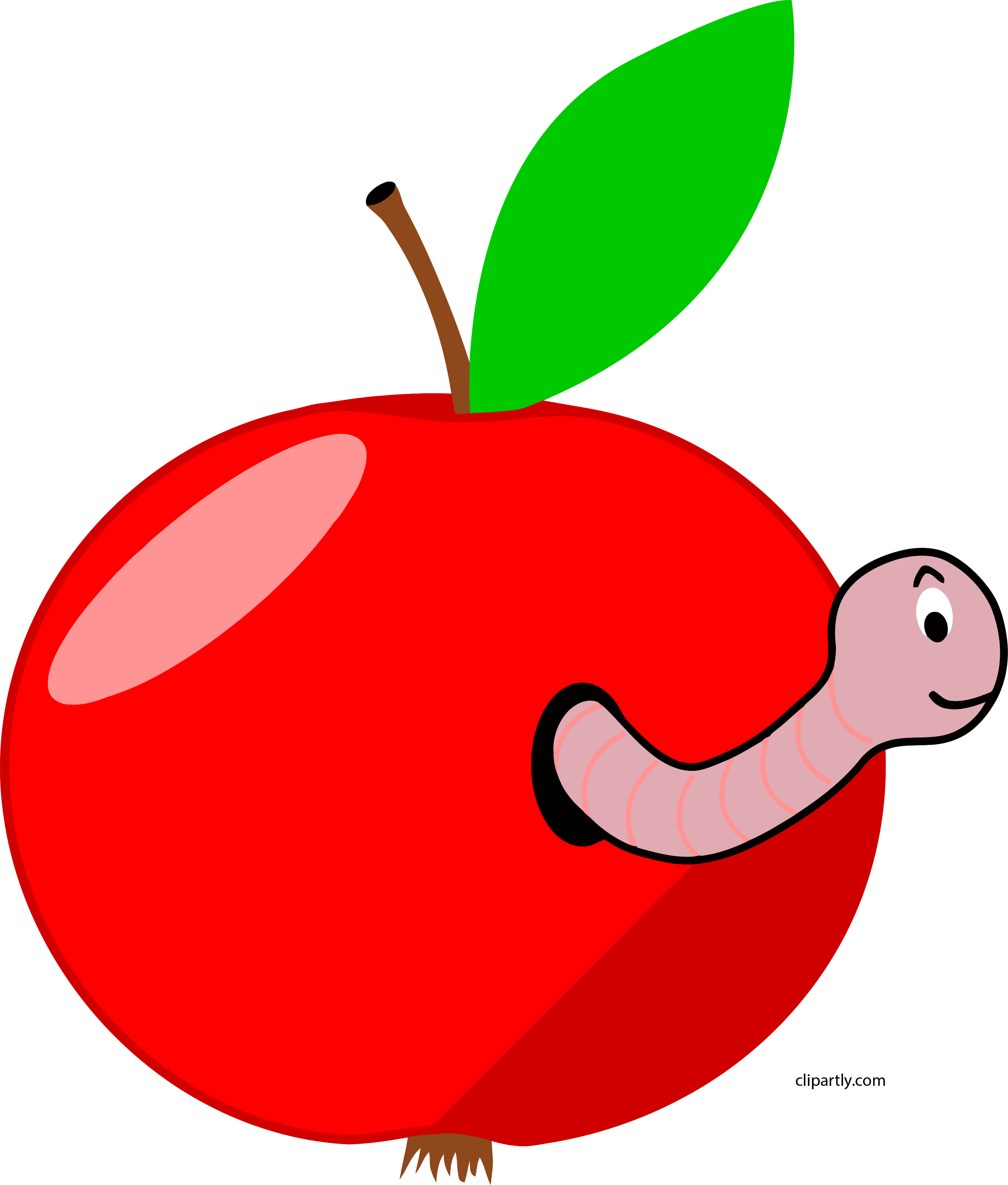 Apple And Worm Clipart Png - Worm In An Apple Gif (2970x3490), Png Download