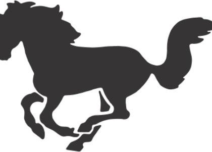 Силуэт Лошади Вектор - Caution Horses Horsebox/ Trailer Van Sticker (420x301), Png Download