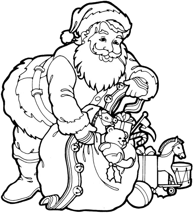 Santa Claus Coloring Pages 3 Purple Kitty Downloads - Santa Picture To Colour (652x720), Png Download