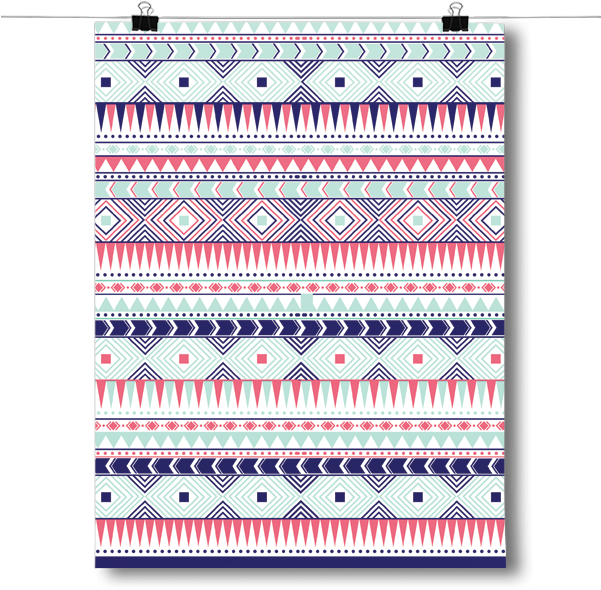 Coral And Mint Aztec Pattern - Inspired Posters Coral And Mint Aztec Pattern Poster (600x600), Png Download