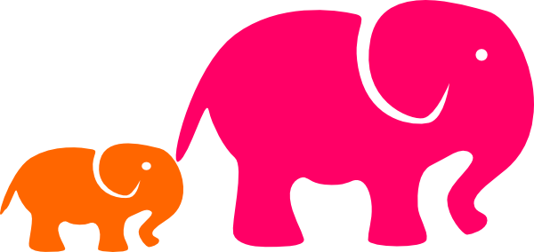 How To Set Use Pink ^ Organge Elephants Clipart - Clip Art (600x284), Png Download