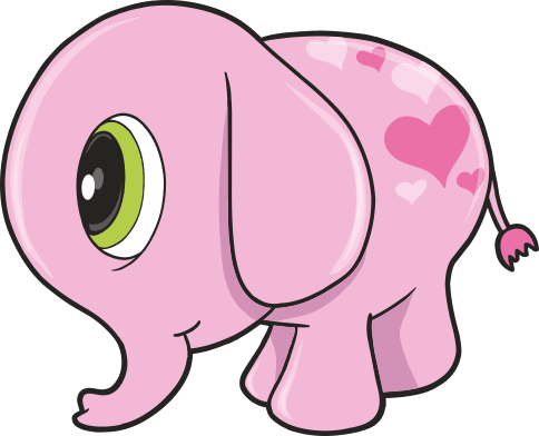 Kids Stickers Pink Elephant - Cute Easy Drawings Elephants (484x392), Png Download