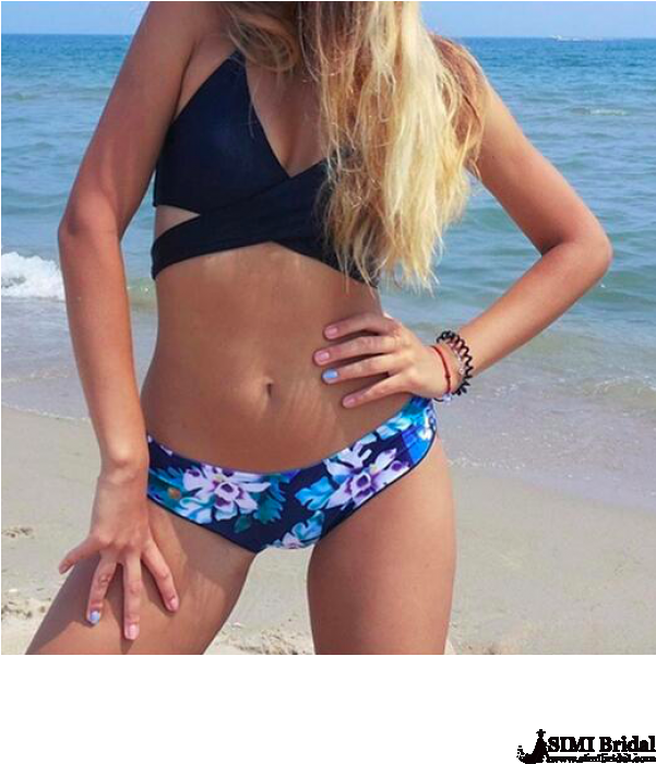 Sexy Two Pieces Swimsuit , Like On Pinterest, Hot Sale - Black Bathing Suit Top Pink Bottoms (600x800), Png Download