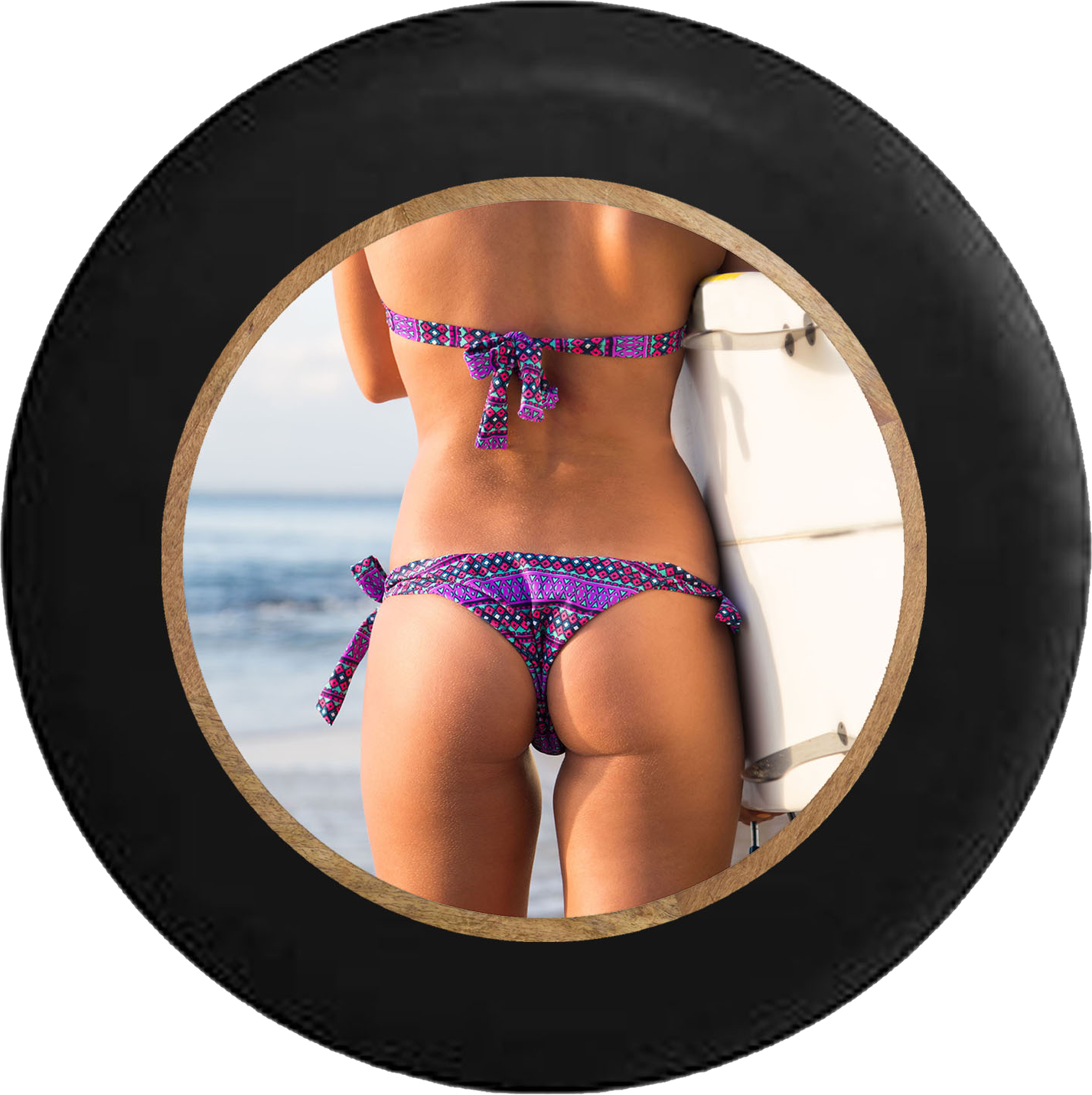 Sexy Bikini Surfer Girl At The Beach Rear View Jeep - Surfer Girls Bikini (1427x1431), Png Download