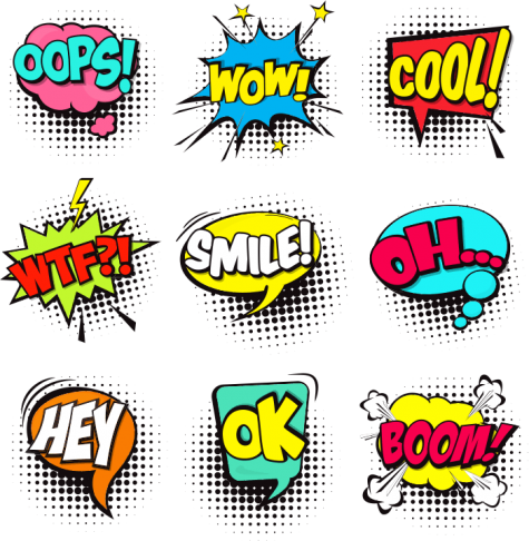 Set Colorful Comic Speech Bubbles - Comic Pop Art Vectores (475x486), Png Download