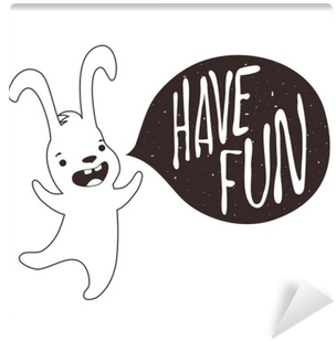 Mural De Parede Cara Do Smiley Do Coelho Feliz, Balão - Speech Balloon (400x400), Png Download