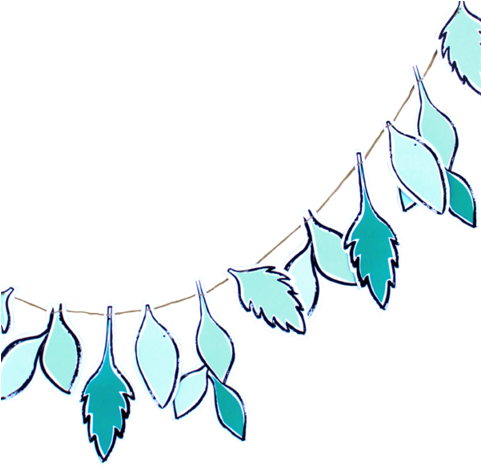 Hand Doodled Leaves Garland-palm & Pine Party - Birthday (480x480), Png Download