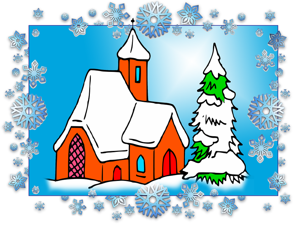 Christmas Scenario Frame - Jul Kirke (946x720), Png Download