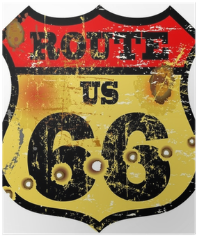 Vintage Route 66 Road Sign, Bullet Holes, Vector Illustration - U.s. Route 66 (400x400), Png Download