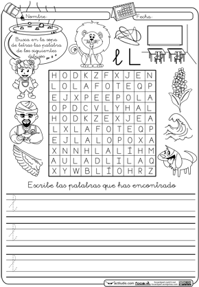 Letra “l” - Sopa De Letras Con La Letra L (300x424), Png Download