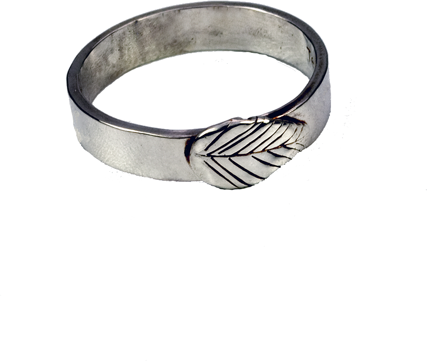 Sweet Leaf Sterling Silver Band Ring (1100x1100), Png Download