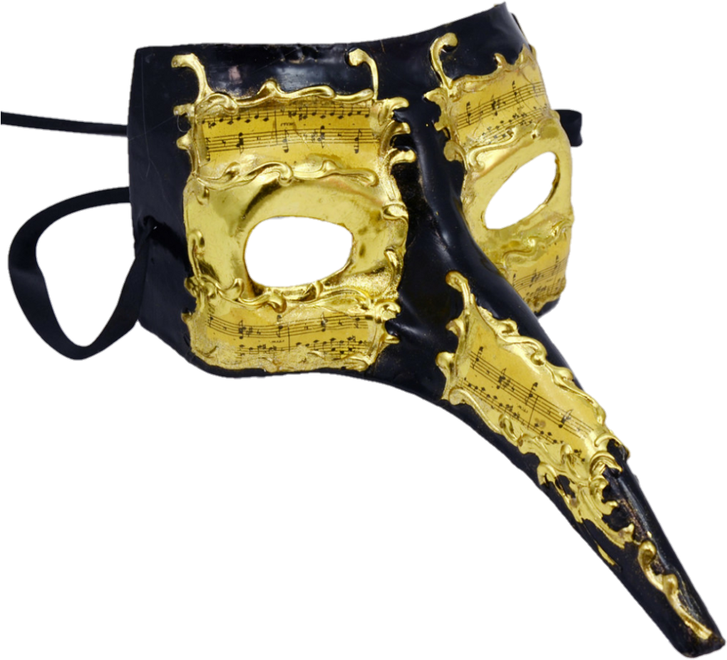 Mask Carnival Vintage Creepy Plague Opera Masquerade - Black And Gold Masks (1024x1024), Png Download