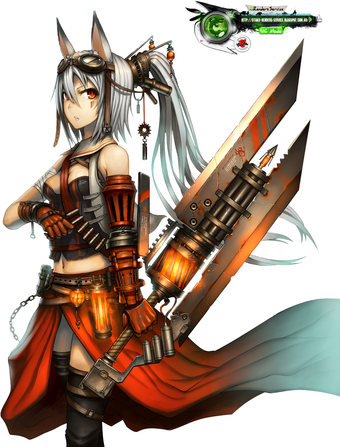 Fantasia-gia Warrior 0taku Render Service Artist Unknown - Badass Anime Weapon Girls (1200x1534), Png Download