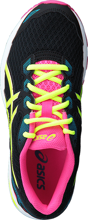 Gt 1000 5 Gs Black/safety Yellow/pink Glow - Running Shoe (282x705), Png Download