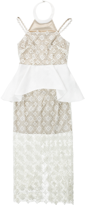 Golden Lace Flower Jewelry Strap Dress - Lace (500x750), Png Download