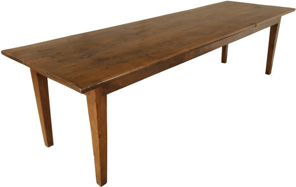 Antique French Oak Farmhouse Three Plank Top Table - Table (600x388), Png Download